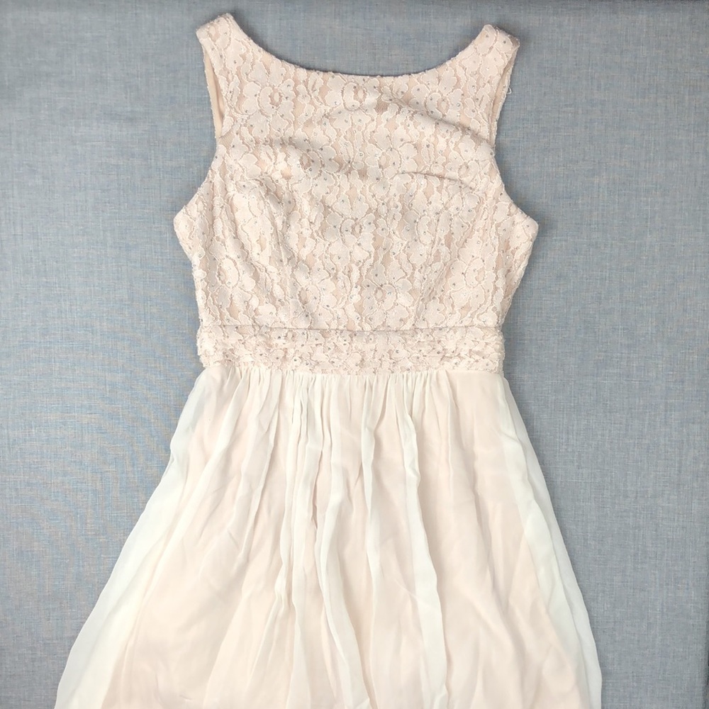 Speechless Blush Glitter Lace A-Line Dress Juniors Size 7 Homecoming Prom - Picture 2 of 6